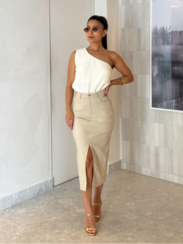 Saia Midi Iara Areia