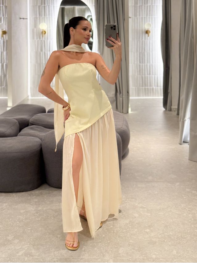 Vestido Midi Polly Manteiga