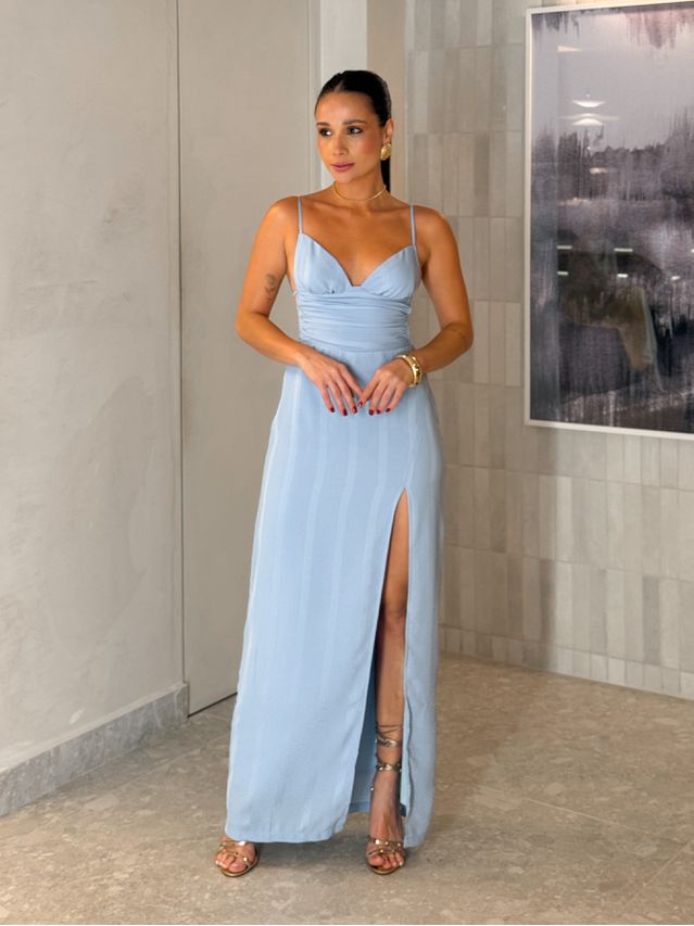 Vestido Longo Celeste Azul
