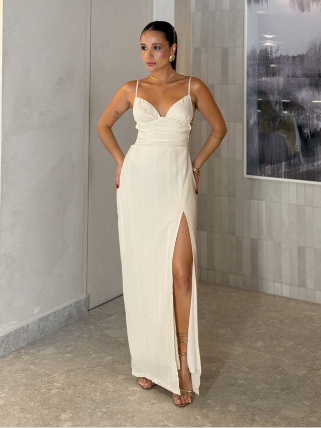 Vestido Longo Celeste Pérola 