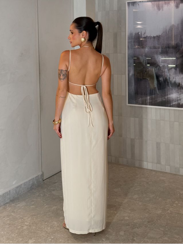 Vestido Longo Celeste Pérola 