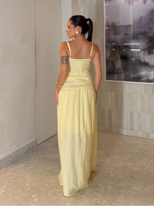 Vestido Franzido Alexia Manteiga