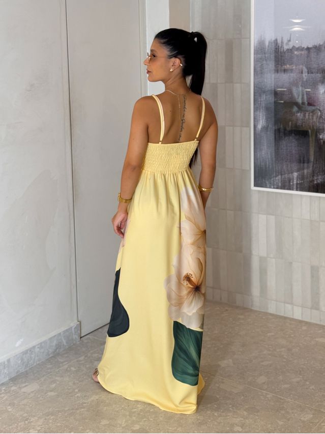 Vestido Estampado Filipinas Amarelo