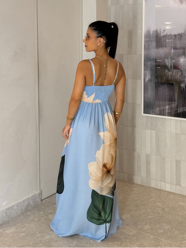 Vestido Estampado Filipinas Azul