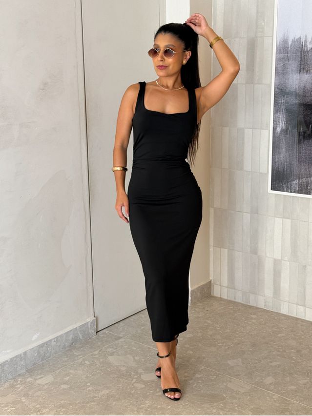 Vestido Midi Alça Beth Preto