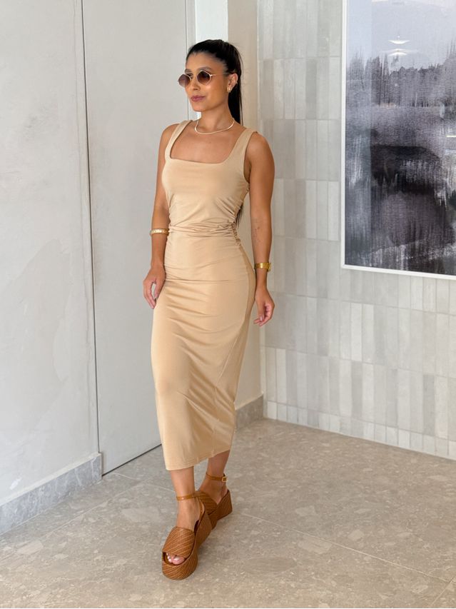 Vestido Midi Alça Beth Cappuccino