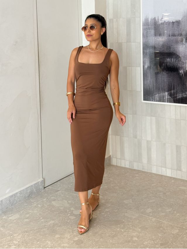Vestido Midi Alça Beth Café 