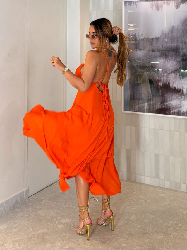 Vestido Midi Leia Aperol