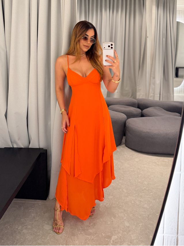 Vestido Midi Leia Aperol