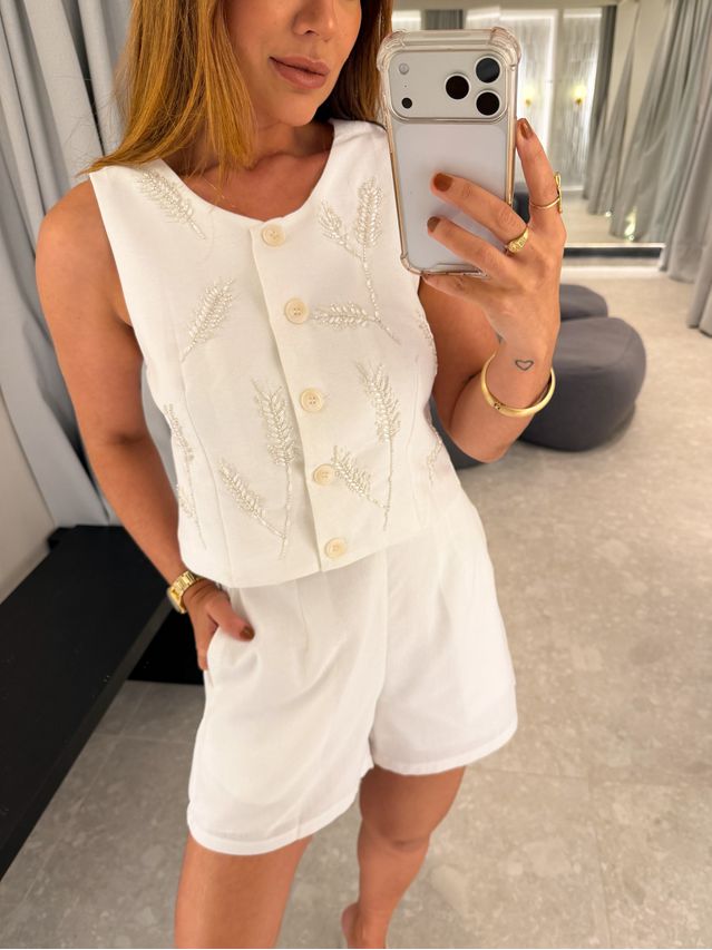 Conjunto Linho Bordado Branco