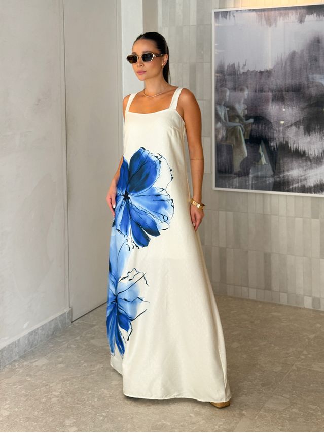 Vestido Estampado Amélia Azul