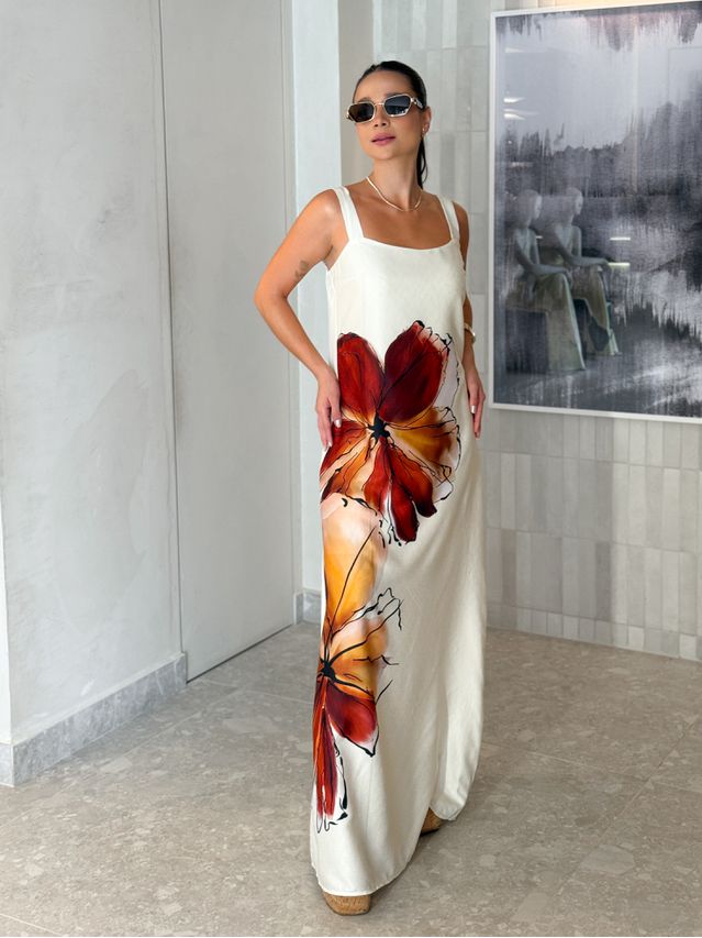 Vestido Estampado Amélia Cáqui