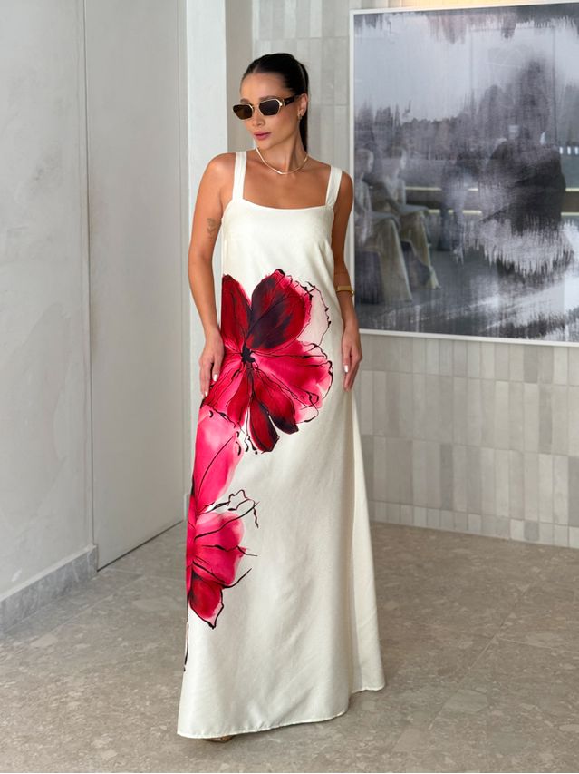 Vestido Estampado Amélia Vermelho