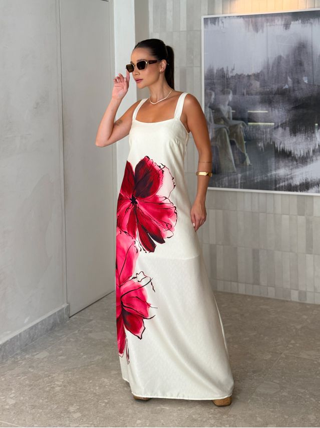 Vestido Estampado Amélia Vermelho