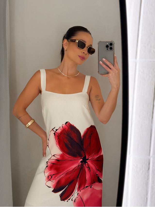 Vestido Estampado Amélia Vermelho