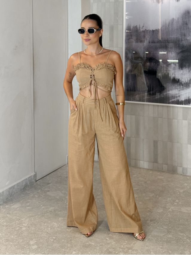 Conjunto Calça Mariane Cáqui 