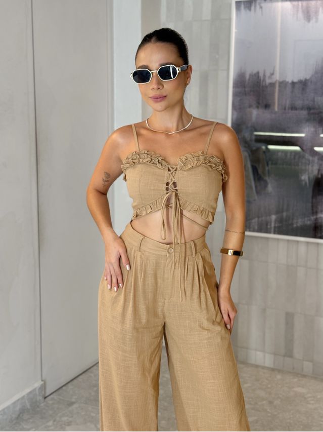 Conjunto Calça Mariane Cáqui 