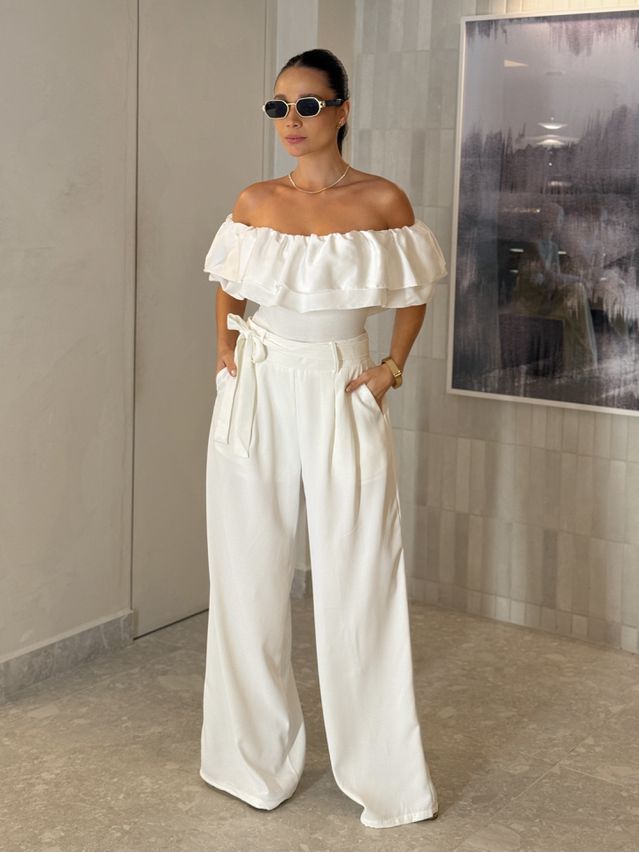 Calça Pantalona Jasmine Branca