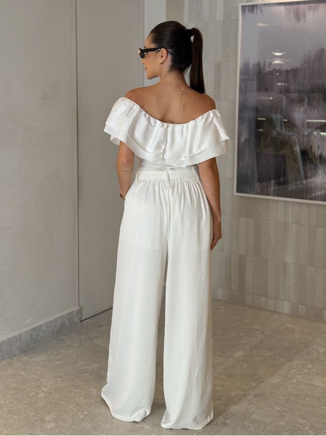 Calça Pantalona Jasmine Branca