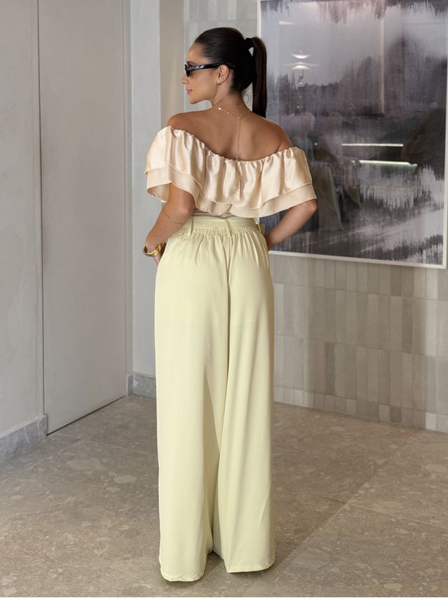 Calça Pantalona Jasmine Manteiga