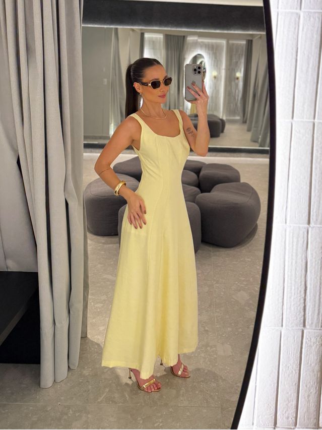 Vestido Midi Perry Manteiga