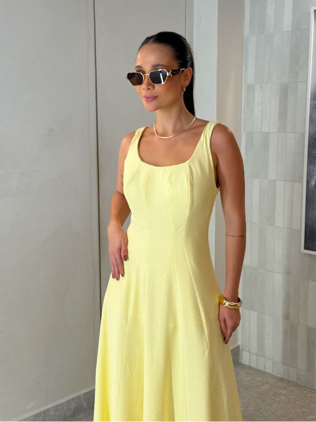 Vestido Midi Perry Manteiga