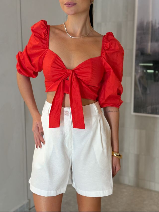 Blusa Tricoline Débora Vermelha