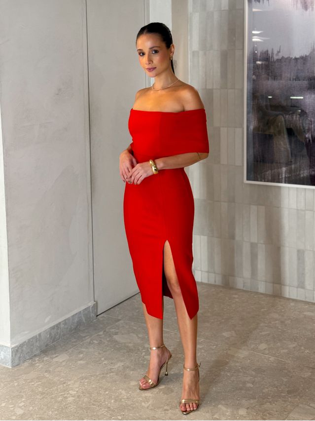 Vestido Ombro a Ombro Jasmim Vermelho