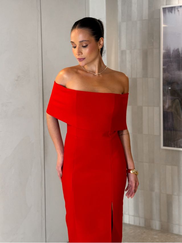 Vestido Ombro a Ombro Jasmim Vermelho