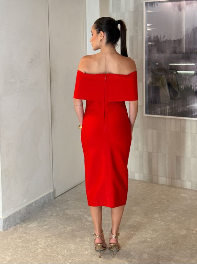 Vestido Ombro a Ombro Jasmim Vermelho