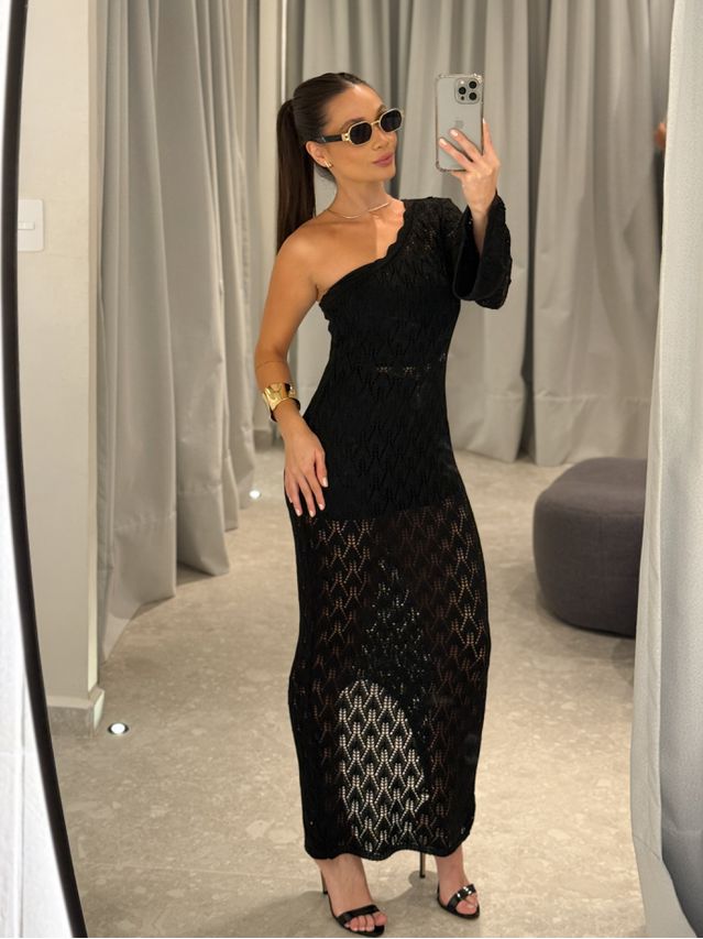 Vestido Crochê Lucia Preto