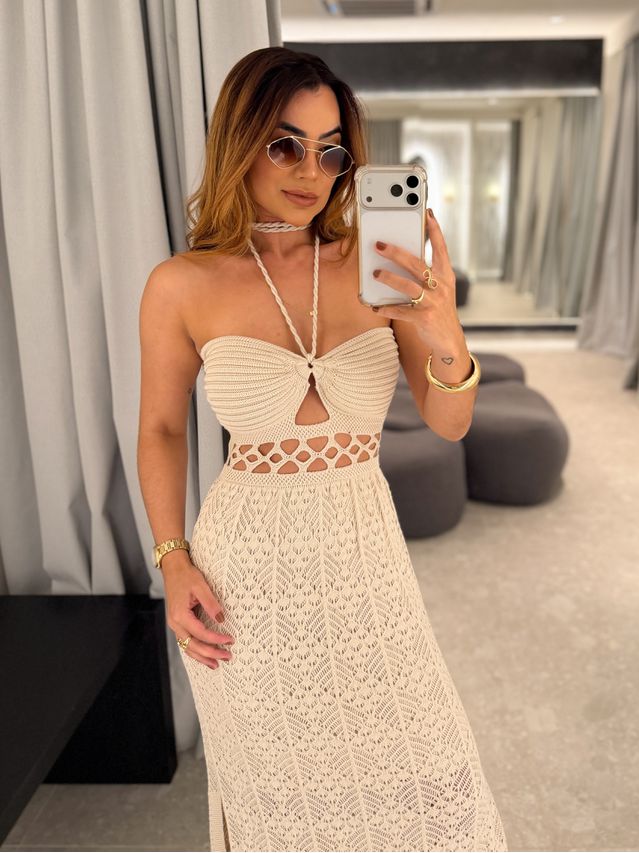 Vestido Tricot Verônica Areia