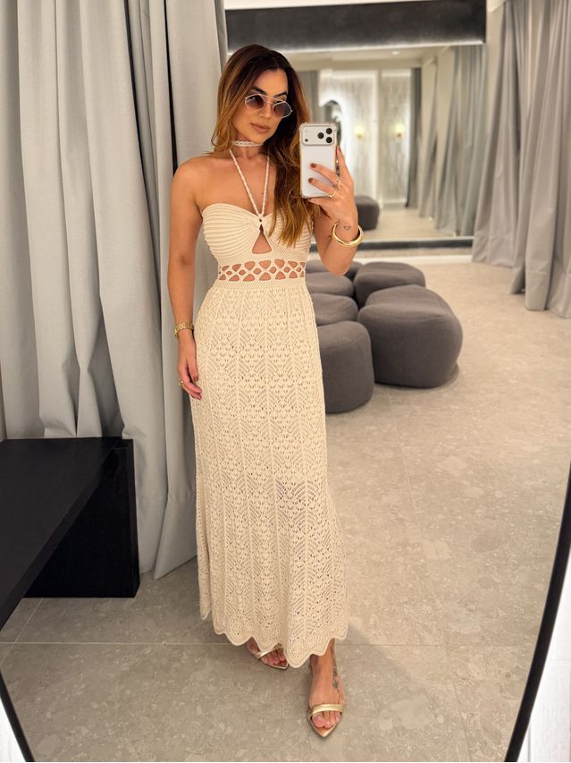 Vestido Tricot Verônica Areia