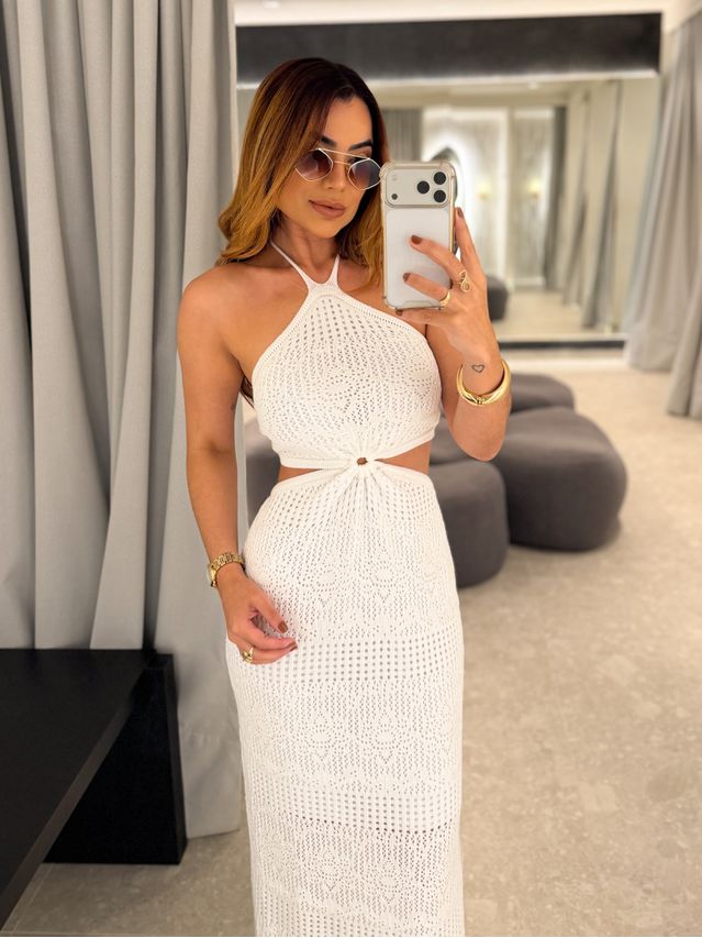 Vestido Tricot Abertura Joane Branco