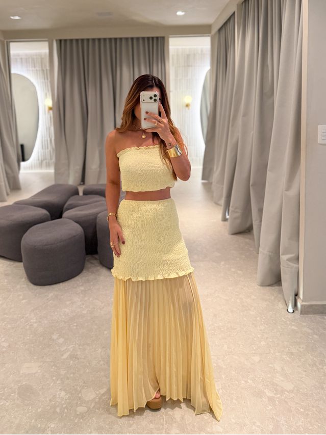 Conjunto Lastex Kim Amarelo 