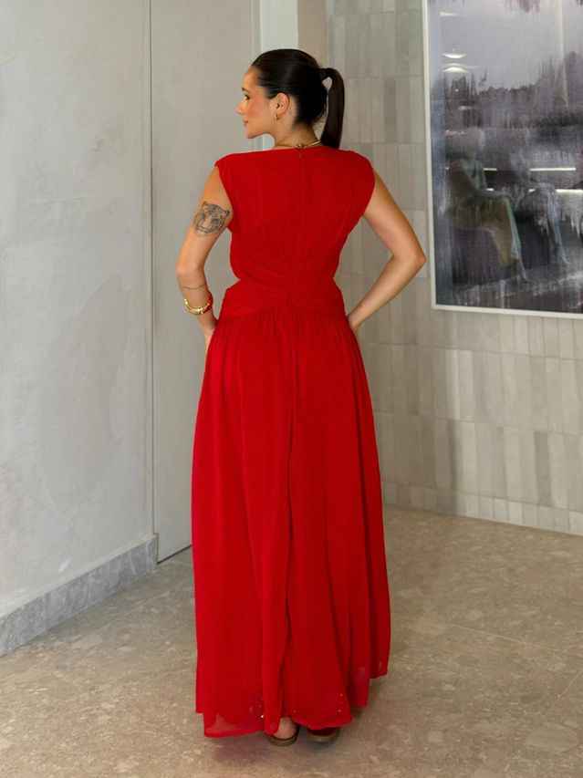 Vestido Chiffon Atena Vermelho