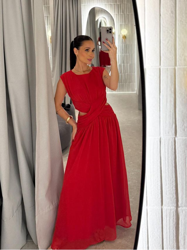 Vestido Chiffon Atena Vermelho