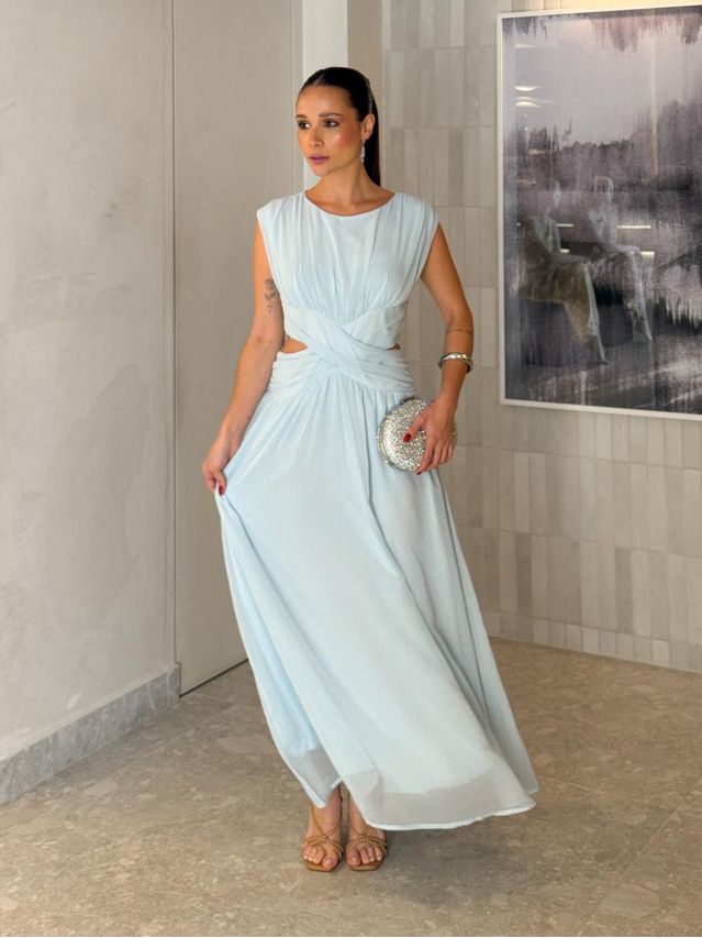 Vestido Chiffon Atena Azul