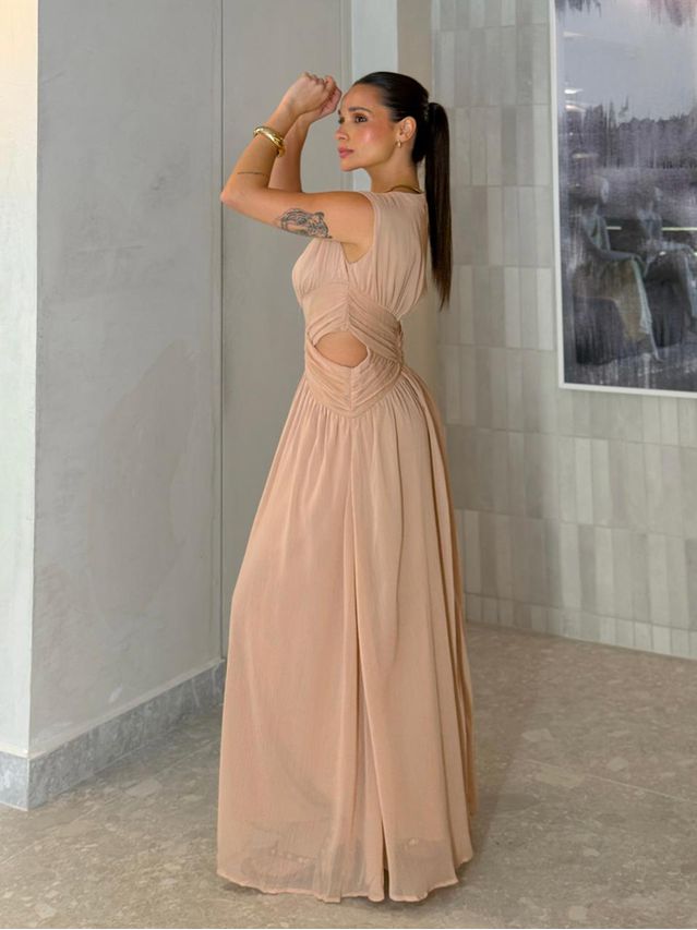 Vestido Chiffon Atena Champagne 