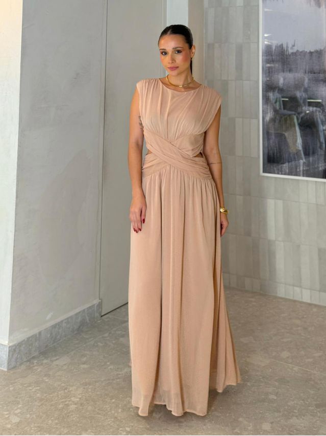 Vestido Chiffon Atena Champagne 