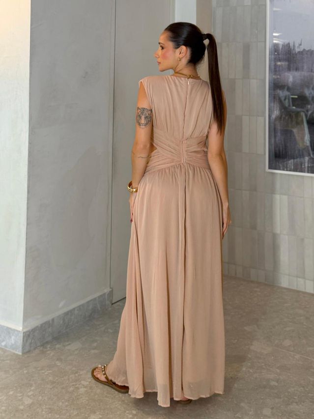 Vestido Chiffon Atena Champagne 