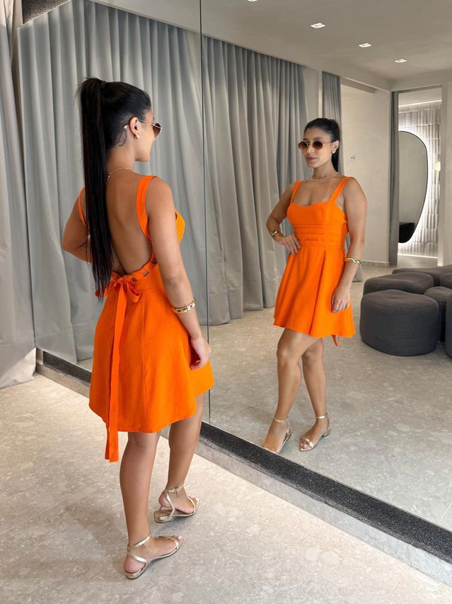 Vestido Pregas Brenda Aperol