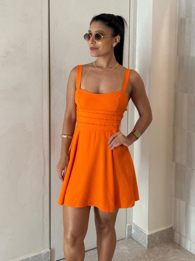 Vestido Pregas Brenda Aperol