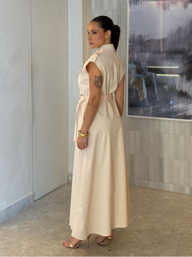 Vestido Botões Eloise Manteiga