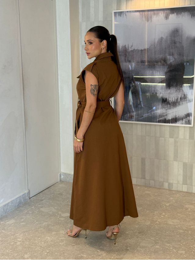 Vestido Botões Eloise Marrom