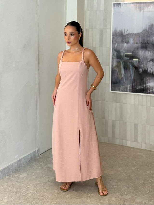 Vestido Midi Basic Geórgia Rosa Chá