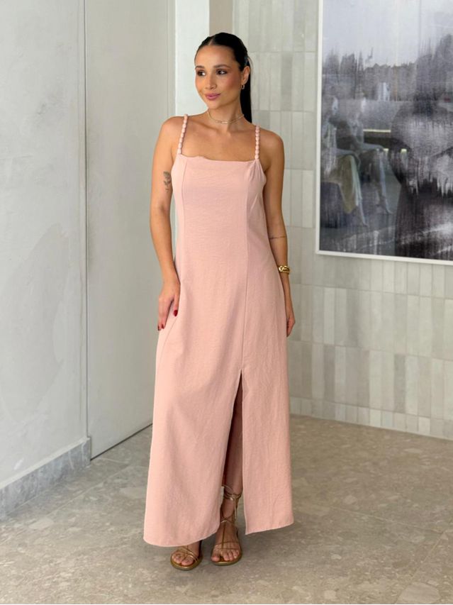Vestido Midi Basic Geórgia Rosa Chá