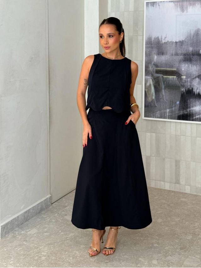 Conjunto Saia Midi Nádia Preto