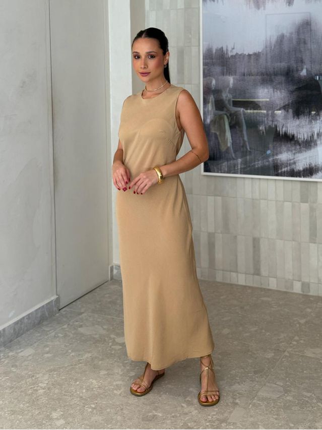 Vestido Midi Regata Virginia Cáqui 