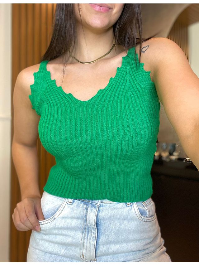 Cropped Tricot Alcinha Verde